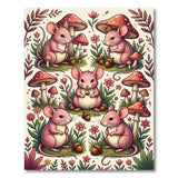 Whimsical Pink Mice Mushroom Forest Rug