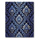 Blue and Teal Elegant Navy Damask Floral Area Rug