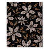 Grey Petal Floral Area Rug on Black