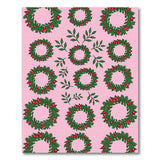 Pink Holly Wreath Berry Pattern Area Rug