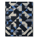 Bold Geometric Black Blue Grey Area Rug