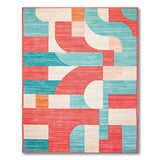 Vibrant Red Teal Geometric Abstract Area Rug