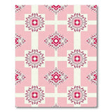 Blush Pink Ornate Floral Grid Rug