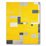 Yellow Geometric Abstract Area Rug with Grey Blocks