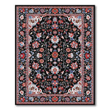 Multi-color and Patterns Intricate Black Persian Floral Area Rug