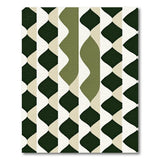 Green Geometric Diamond Wave Area Rug