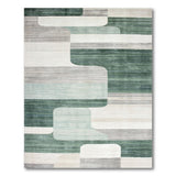 Teal Green Geometric Abstract Area Rug