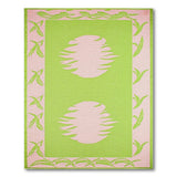 Vibrant Green Palm Frond Area Rug with Pink Accents