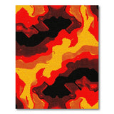 Fiery Red Yellow Camo Geometric Area Rug