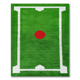 Soccer Field Green Area Rug with Red Center