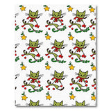 Whimsical Green Skating Cats Christmas Pattern Rug