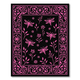 Ornate Pink Dragonfly Floral Area Rug