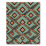 Teal Orange Southwestern Diamond Geometric Rug