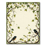 ODIKA Vintage Botanical Bird and Vine Border Washable Low Pile Non-Slip Area Rug