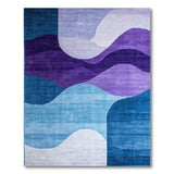Abstract Wave Area Rug in Blue Purple