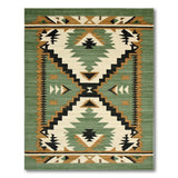 Green Teal Southwestern Geometric Area Rug