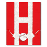 Bold Red Baseball H Emblem Area Rug