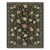 Vintage Black Rose Floral Area Rug