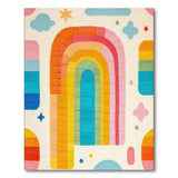 Rainbow Arch Clouds Stars Kids Rug