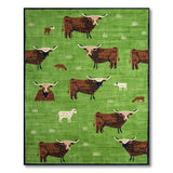 Whimsical Green Highland Cows Area Rug