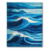 Modern Blue Ocean Waves Geometric Area Rug