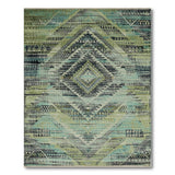 Heritage Tribal Blue and Teal Teal Geometric Heritage Tribal Area Rug