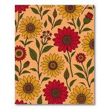 Vibrant Sunflower Red Bloom Pattern Rug