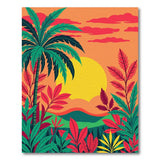 Vibrant Tropical Sunset Palms Area Rug