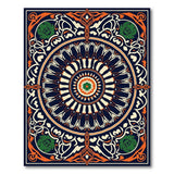 Navy Blue Orange Mandala Floral Area Rug
