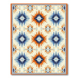 Southwestern Blue Orange Starburst Area Rug