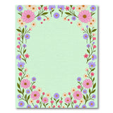 Mint Green Floral Border Area Rug with Pink Purple Blooms