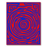 Hypnotic Red Blue Spiral Maze Rug