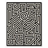 ODIKA Abstract Geometric Labyrinth Washable Area Rug - Modern Black & Cream Low Pile Non-Slip Carpet