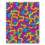 Vibrant Pink Yellow Blue Squiggle Area Rug