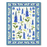 ODIKA Blue Lupine Botanical Washable Area Rug - Non-Slip Low Pile Carpet