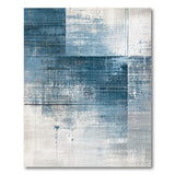 Distressed Blue Block Abstract Area Rug