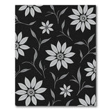 Elegant Silver Floral Black Area Rug