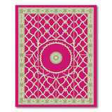 Pink Lattice Trellis Area Rug with Medallion