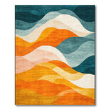 Blue Teal Abstract Wave No. 3 Area Rug