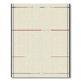 Beige Geometric Grid Area Rug with Red Accents