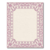 Ornate Pink Floral Border Beige Area Rug