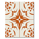 Burnt Orange Floral Tile Pattern Area Rug