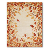 Autumn Leaves Border Cream Area Rug