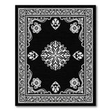 Elegant Black White Persian Medallion Rug
