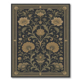 Vintage Gold Floral Area Rug on Black