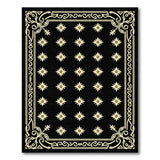 Ornate Gold Star Grid Black Area Rug