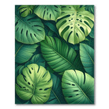 Lush Boho Chic Lush Monstera Leaf Green Area Rug