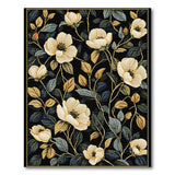 Exquisite Ivory Floral Black Area Rug