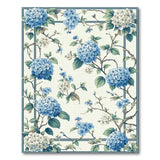 Floral Vintage Blue Hydrangea Floral Vintage Area Rug