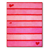Pink Striped Heart Area Rug
